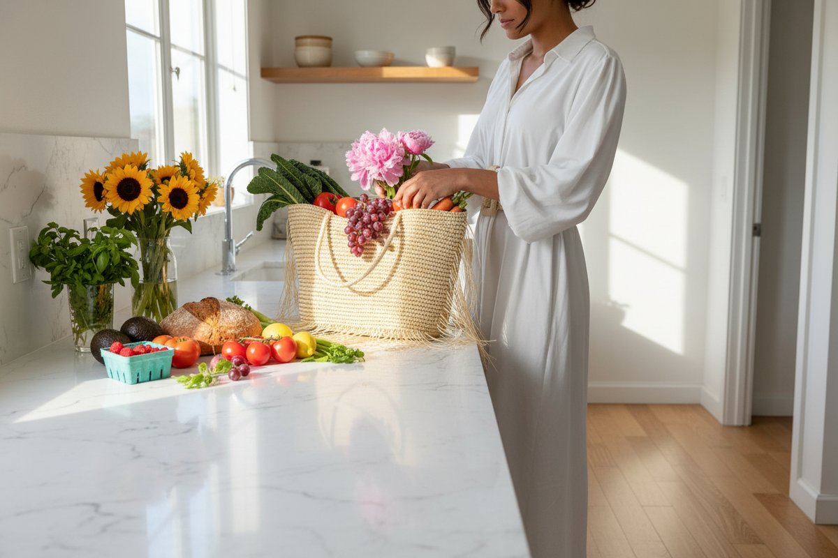 Raffia Fringe Tote Bag | Handwoven Raffia | Natural Fringe Trim | Lemloreli