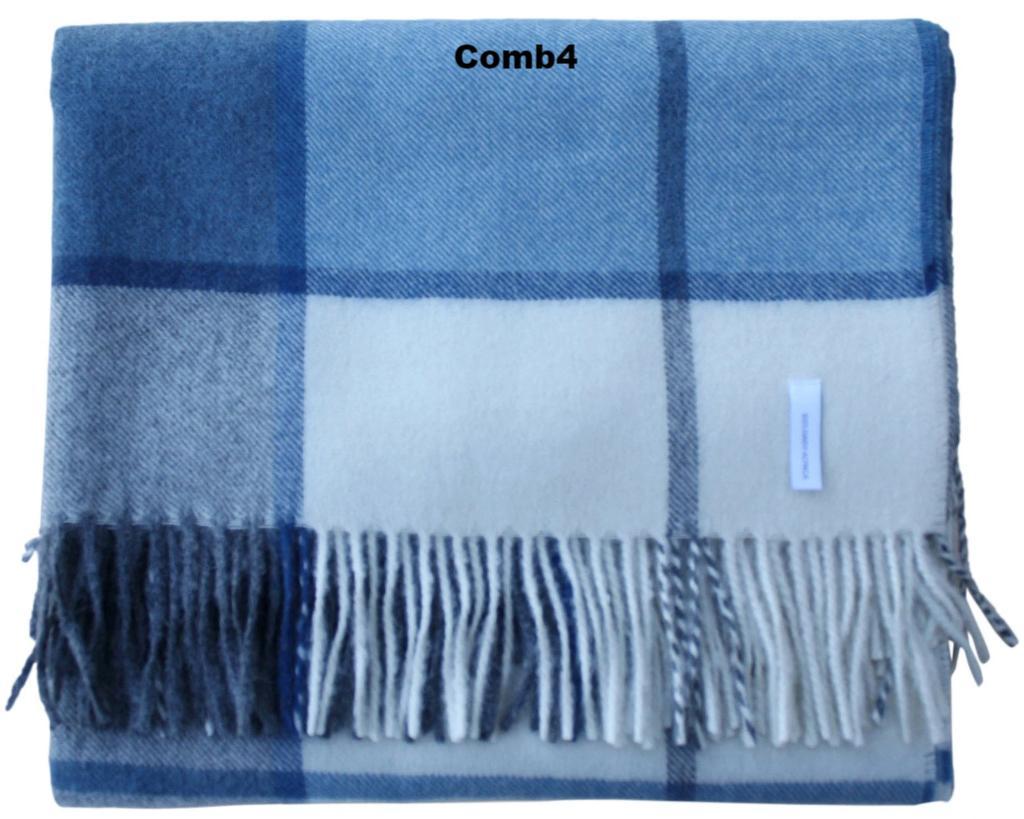 Lambswool Throw Blanket | Large Plaid | Tassel Fringe | 7 Colorways