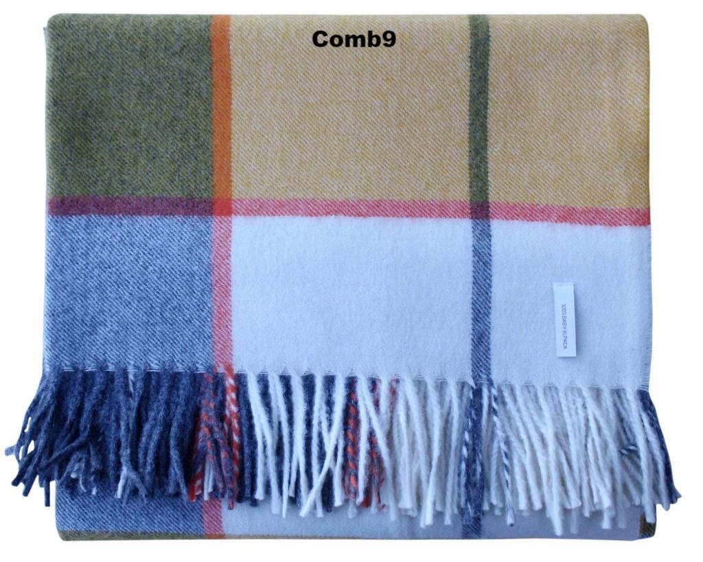 Lambswool Throw Blanket | Large Plaid | Tassel Fringe | 7 Colorways