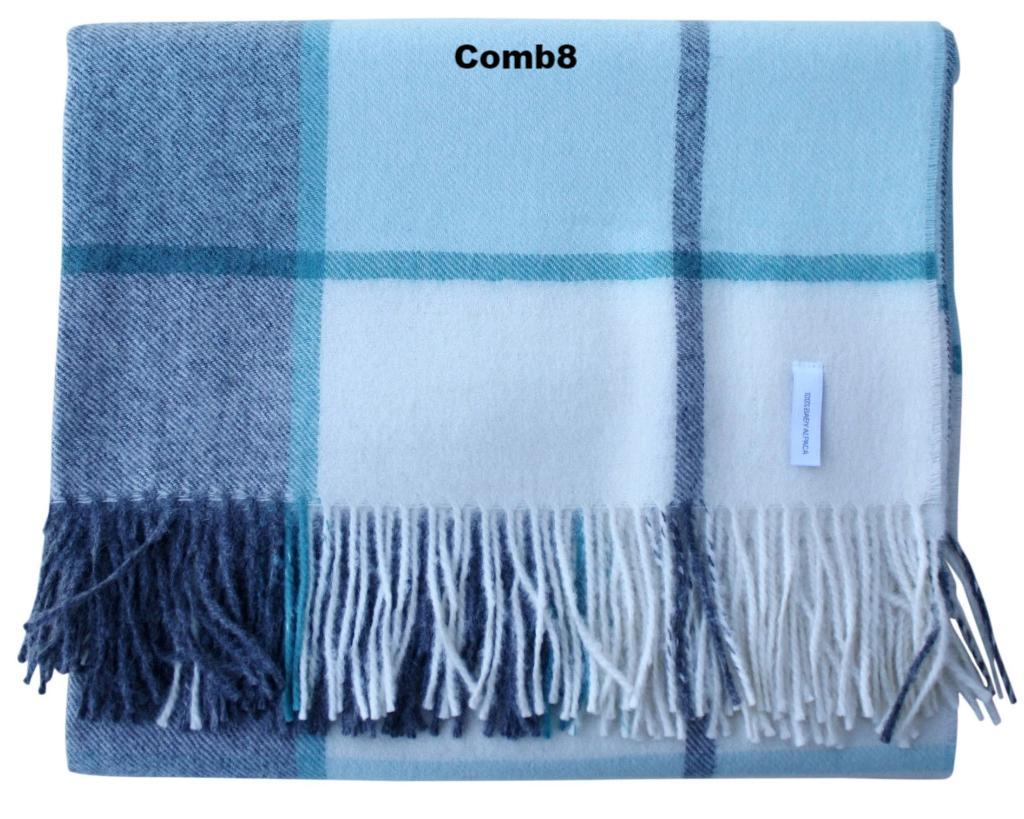 Lambswool Throw Blanket | Large Plaid | Tassel Fringe | 7 Colorways