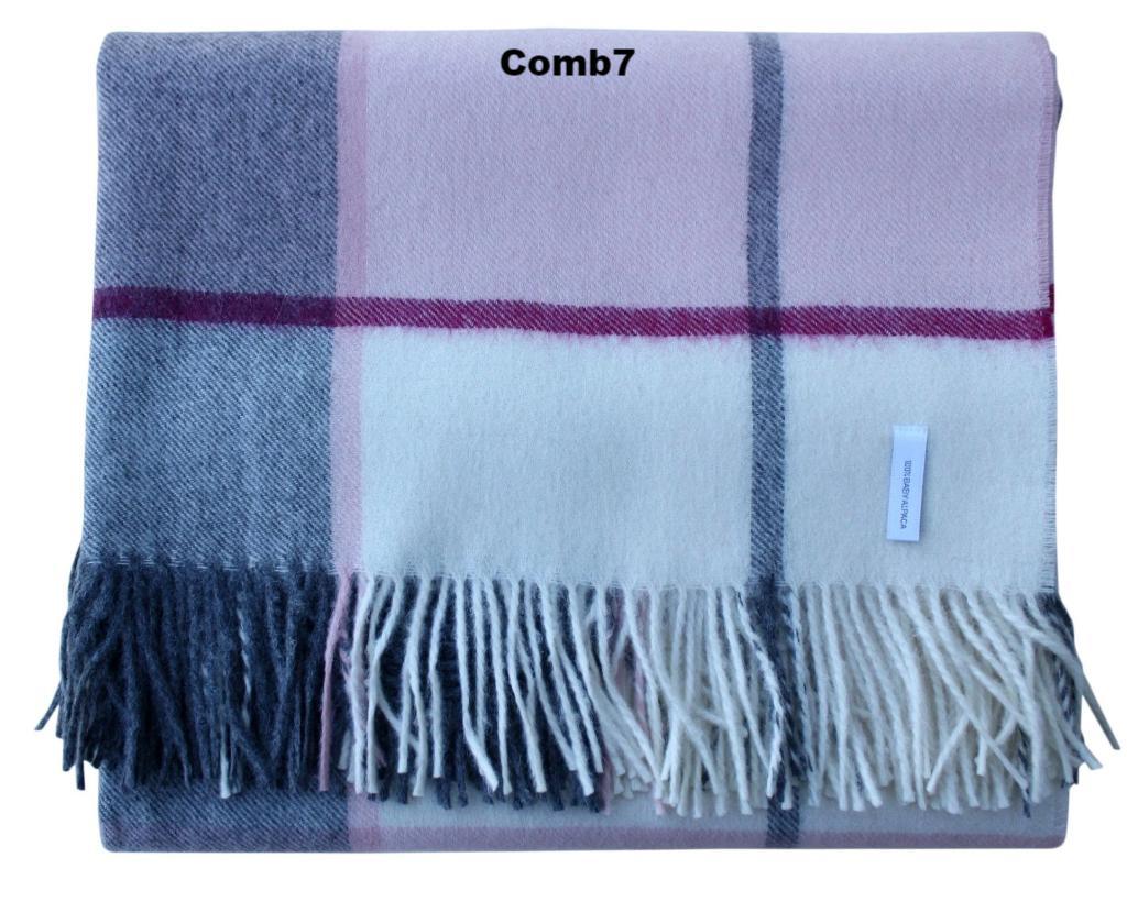 Lambswool Throw Blanket | Large Plaid | Tassel Fringe | 7 Colorways