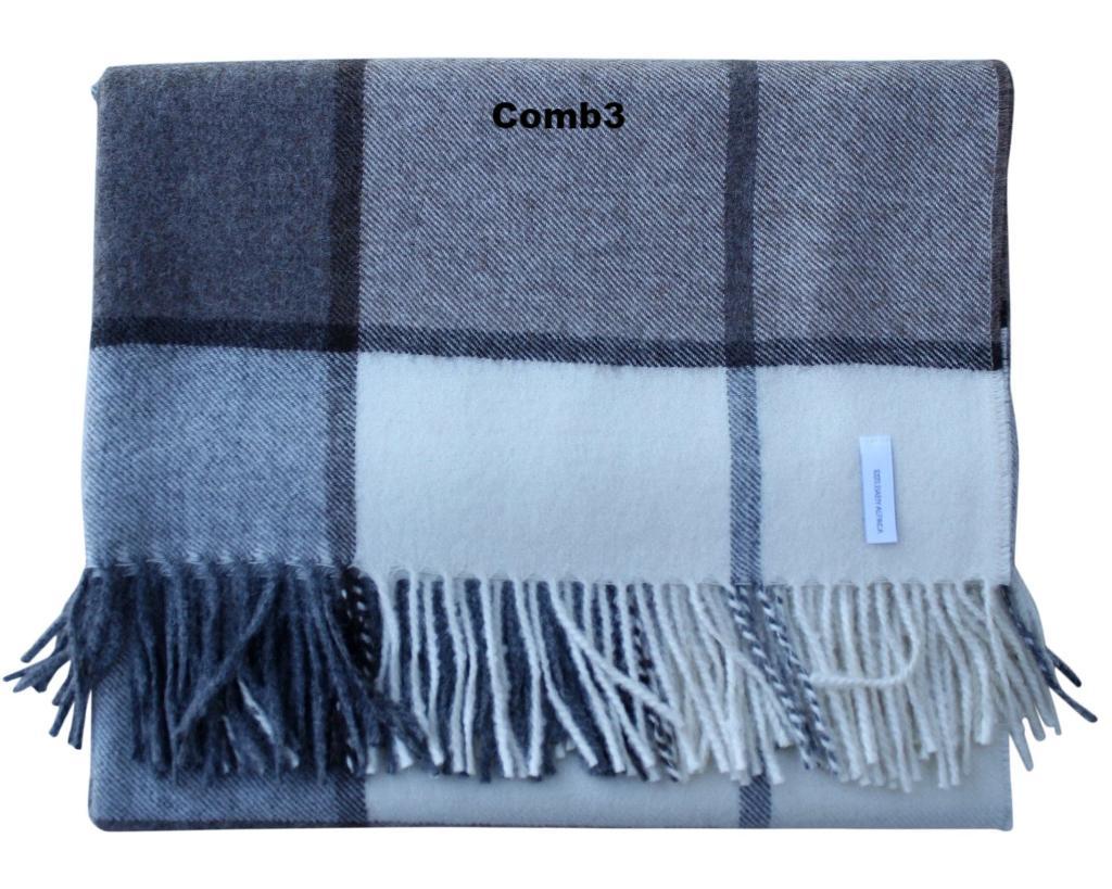Lambswool Throw Blanket | Large Plaid | Tassel Fringe | 7 Colorways