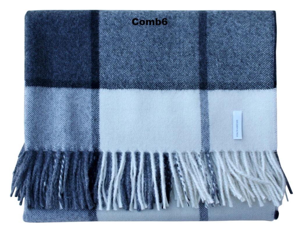 Lambswool Throw Blanket | Large Plaid | Tassel Fringe | 7 Colorways