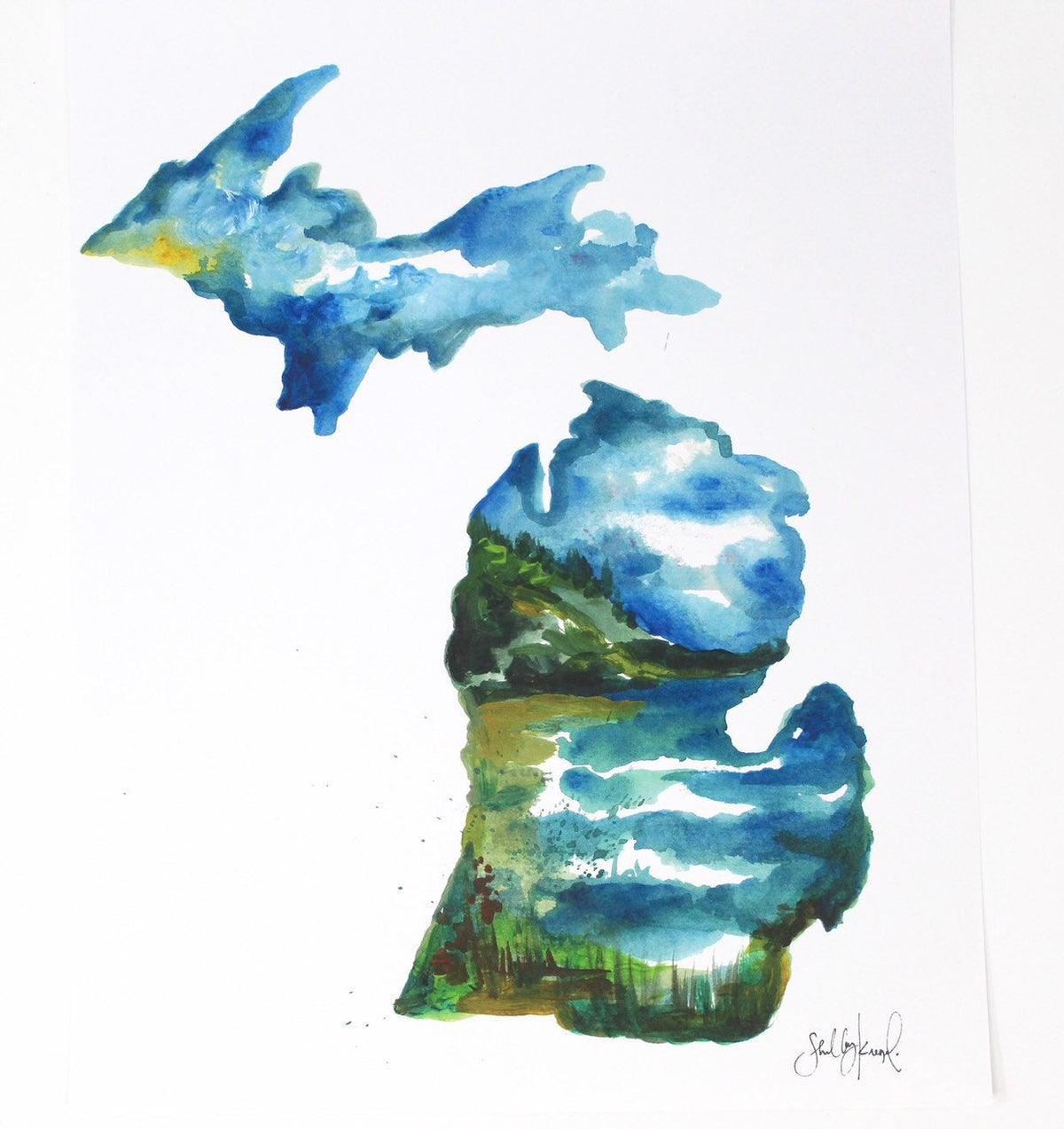 Michigan State Watercolor Art Print | 11” × 14” | Shelby Kregel