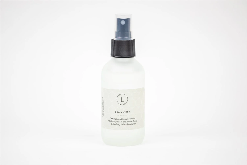 Eucalyptus 3-in-1 Mist Spray in frosted glass bottle - shower steamer, room spray and fabric freshener