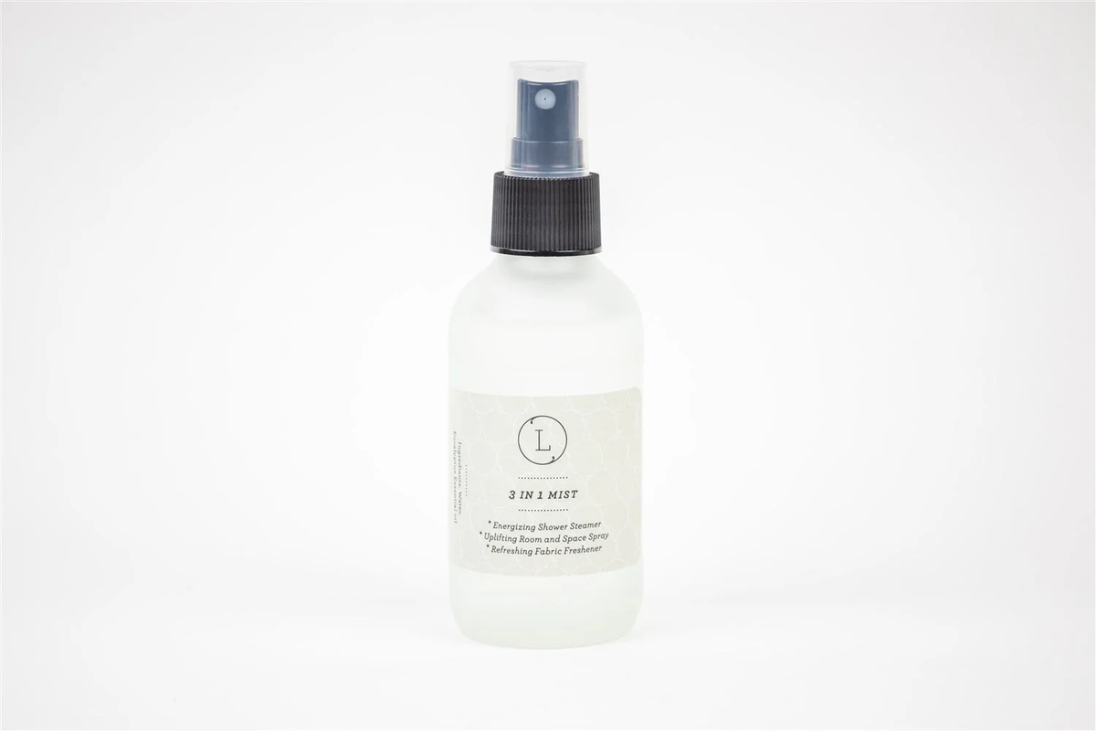 Eucalyptus 3-in-1 Mist Spray in frosted glass bottle - shower steamer, room spray and fabric freshener