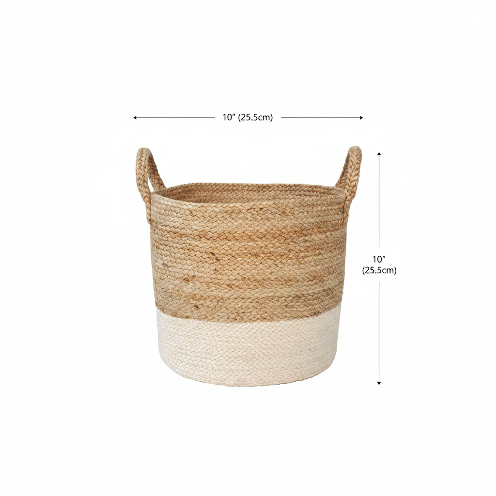 Kata Colorblock Basket | Handwoven Jute Round Basket | Fair Trade | KORISSA