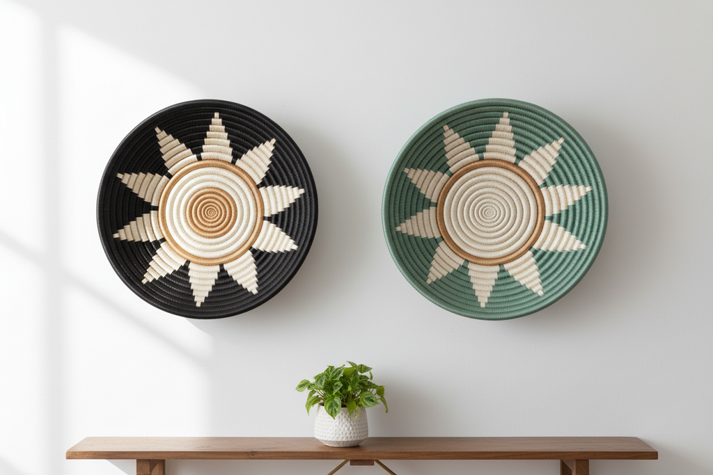 Zuba Woven Bowl | 3 Sizes | Black · Teal · Blush | Wall Decor | Azizi Life | Rwanda