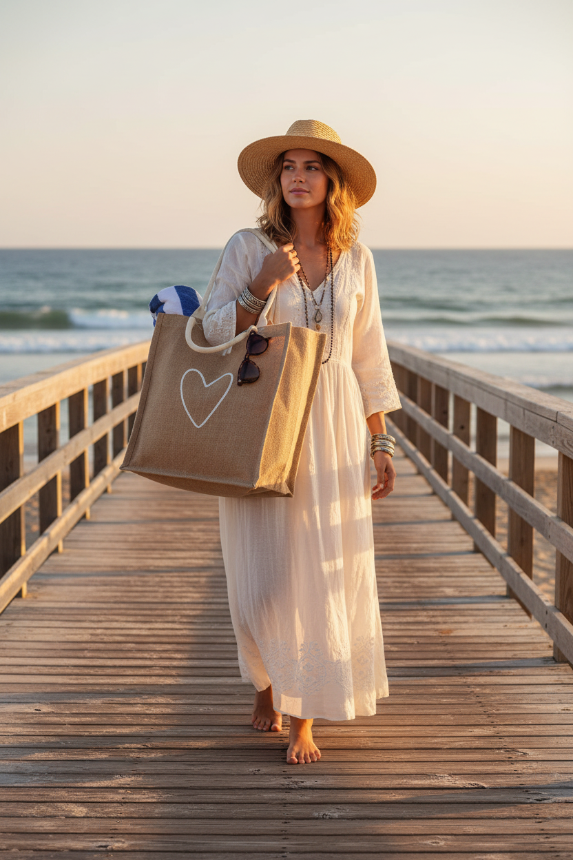 Jute Canvas Gift Bag - Love (S)