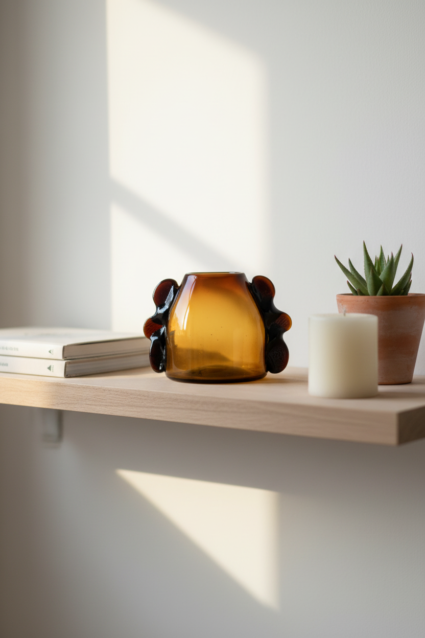 Dalia Bud Vase | Mouth-Blown Recycled Amber Glass | MESO Goods