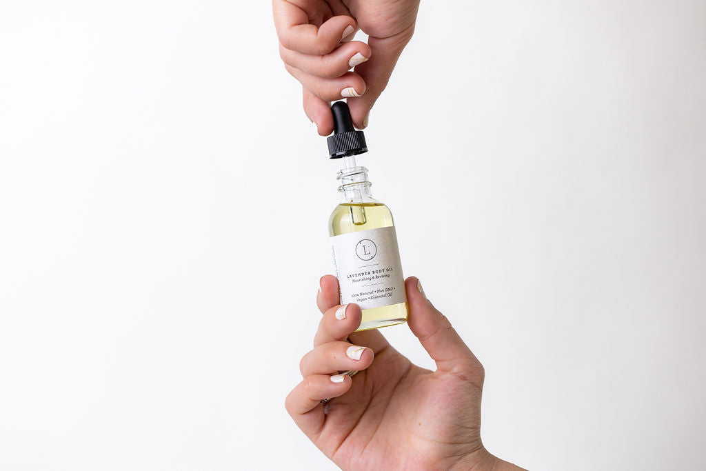 Lizush Lavender Body Oil | Natural Moisturizing & Reviving Body Oil | 2 oz Glass Bottle