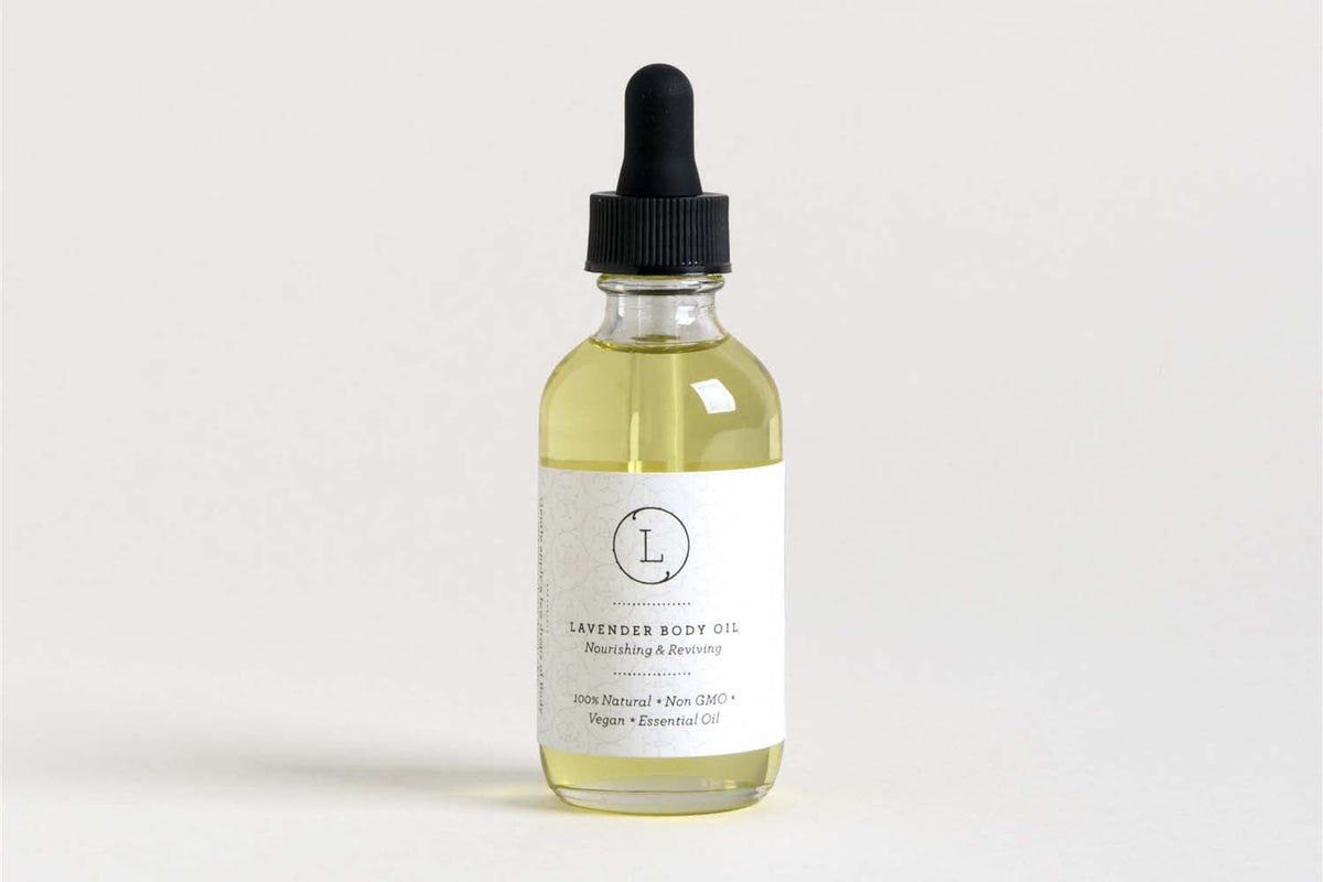 Lizush Lavender Body Oil | Natural Moisturizing & Reviving Body Oil | 2 oz Glass Bottle