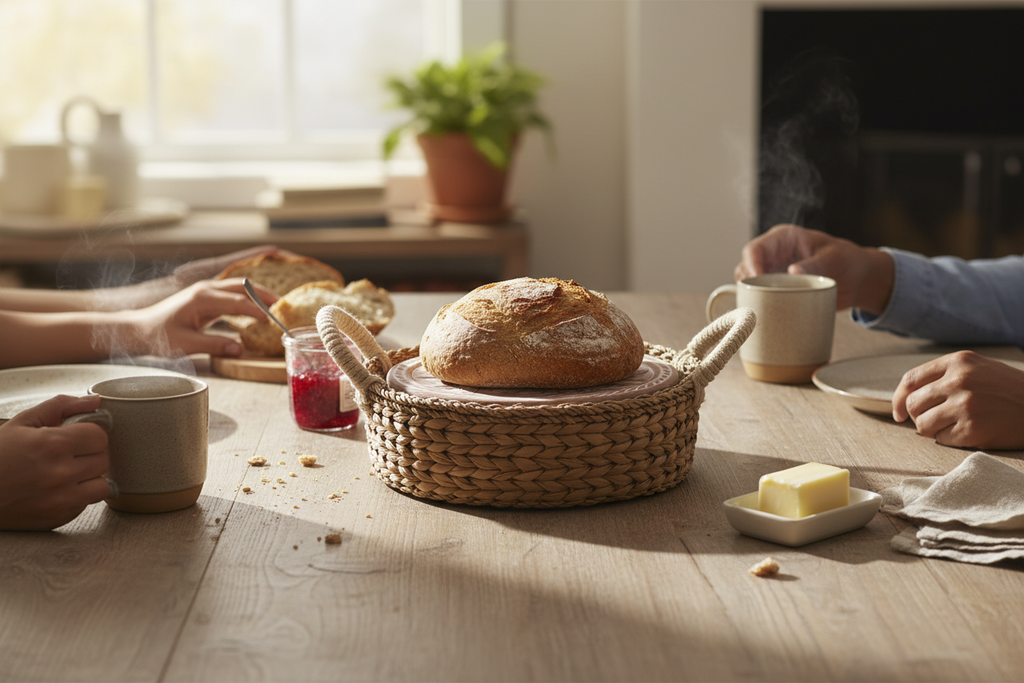 Terracotta Bread Warmer & Seagrass Basket | Lovebirds | KORISSA