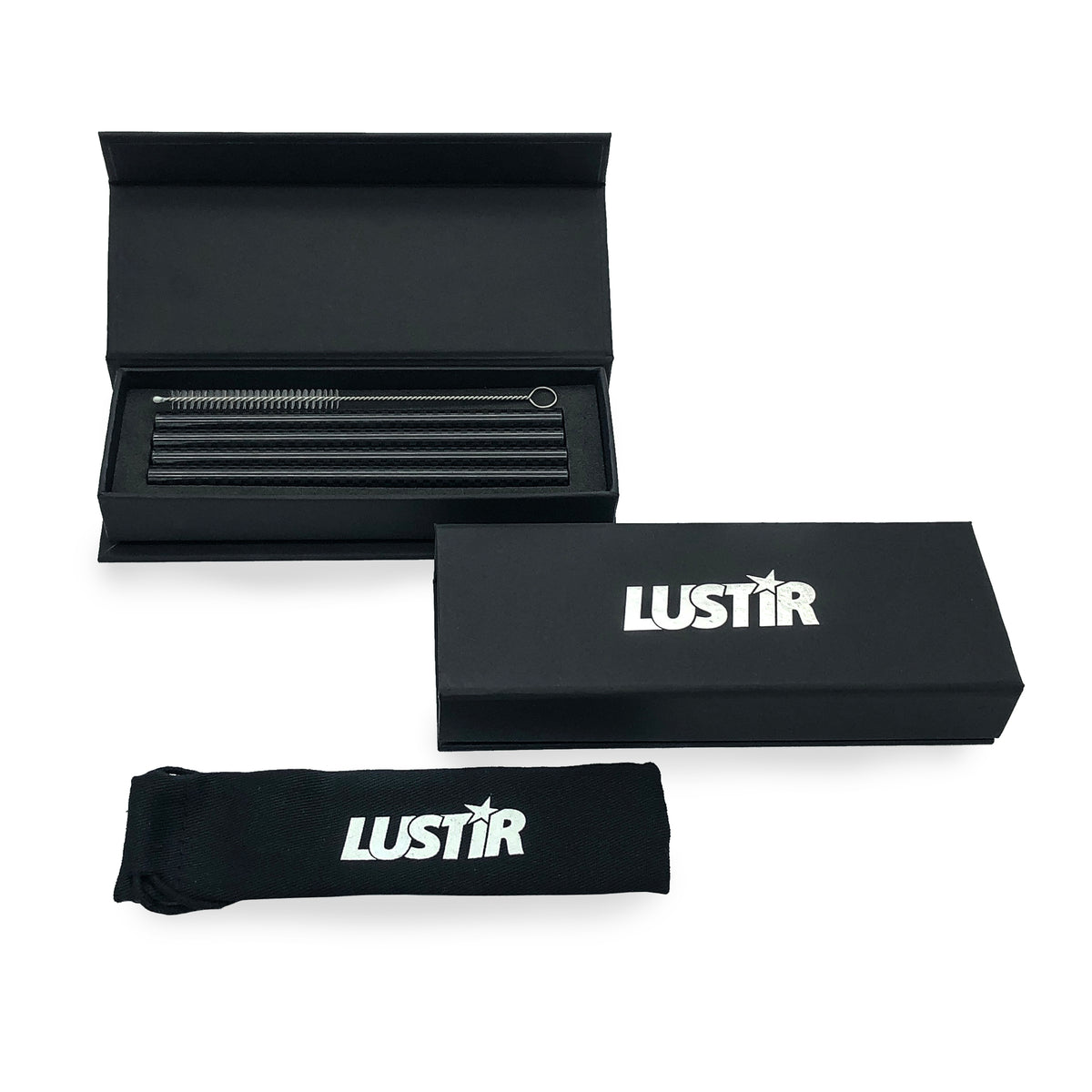 LUSTIR Short Straw Kit | Reusable Glass Straws | Set of 4