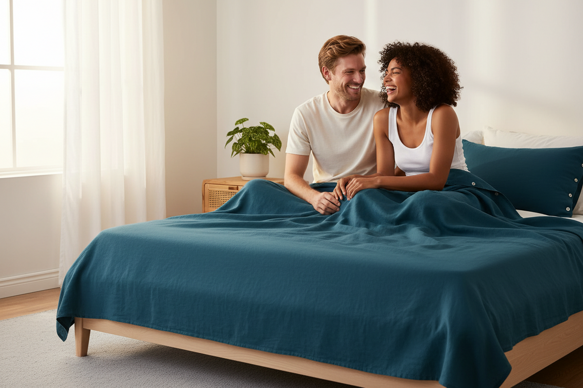 Marcel Linen Sheet Set | Adriatic | French Flax | SUNDAY MORNING