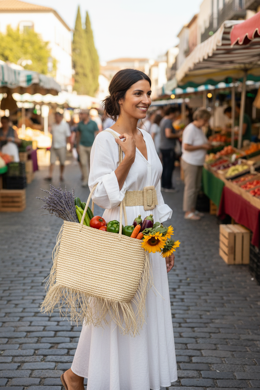 Raffia Fringe Tote Bag | Handwoven Raffia | Natural Fringe Trim | Lemloreli