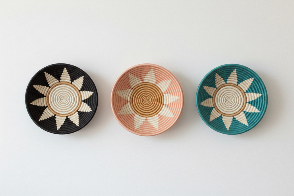 Zuba Woven Bowl | 3 Sizes | Black · Teal · Blush | Wall Decor | Azizi Life | Rwanda