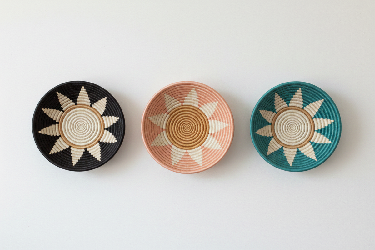 Zuba Woven Bowl | 3 Sizes | Black · Teal · Blush | Wall Decor | Azizi Life | Rwanda