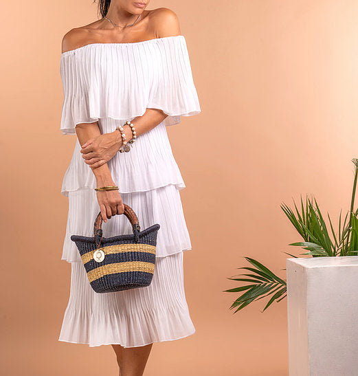 The Petite Victoria Basket Bag | Handwoven Straw | Goatskin Handles | Sonder & Holliday