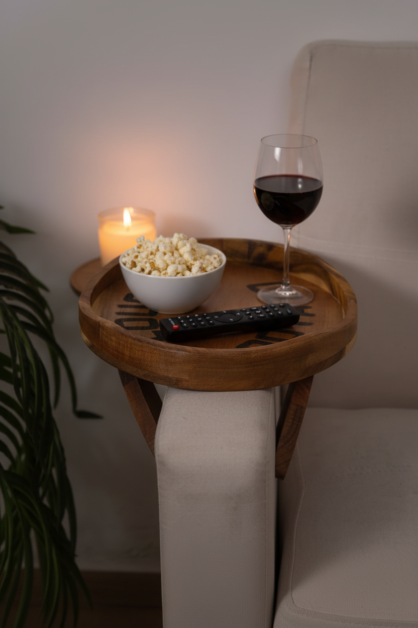 "Couch Potato" Oval Acacia Wood Tray | Laser Engraved | Snack & Serving Tray
