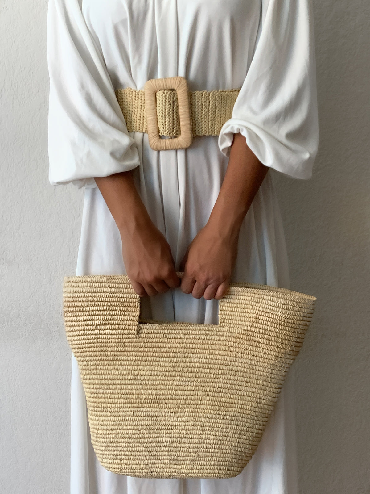 Raffia Woven Wide Belt | Oversized Woven Buckle | Natural | S / M / L | Lemloreli