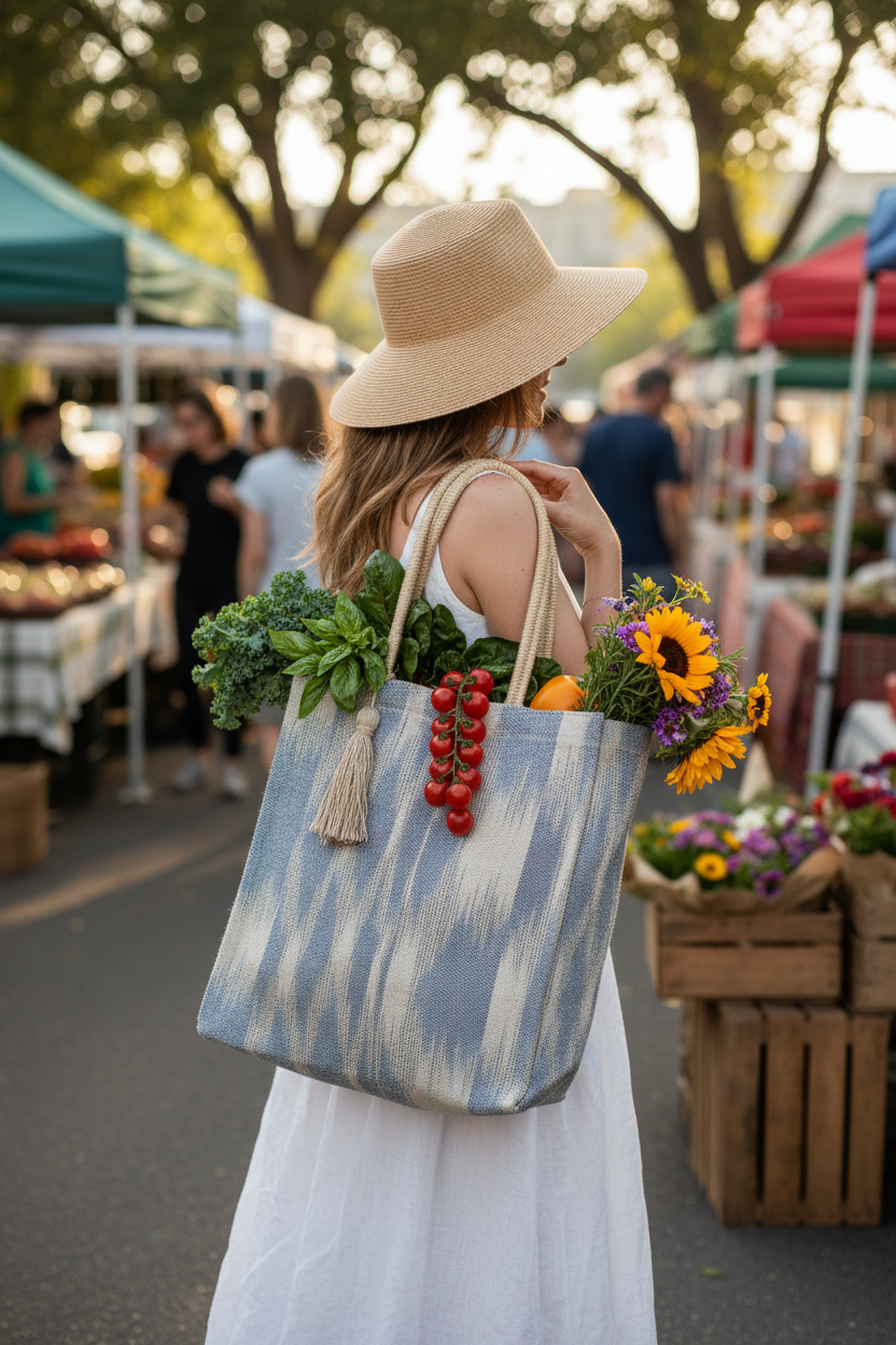 Nadi Jute Tote Bag - Blue