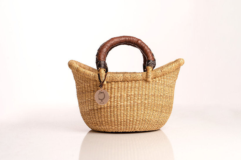 The Petite Victoria Basket Bag | Handwoven Straw | Goatskin Handles | Sonder & Holliday