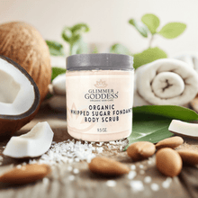 Заредете изображение във визуализатора на галерията – Organic Whipped Sugar Body Scrub 10 oz – Crepey Skin Treatment &amp; Exfoliator
