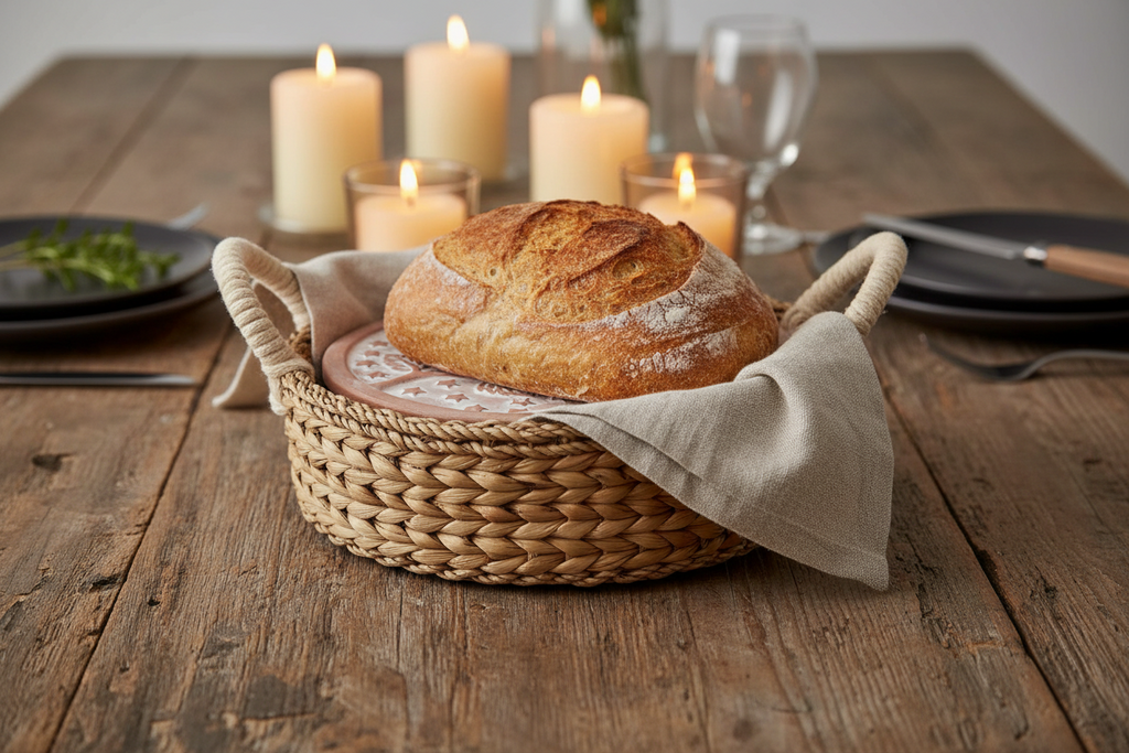 Terracotta Bread Warmer & Seagrass Basket | Owl Round | KORISSA