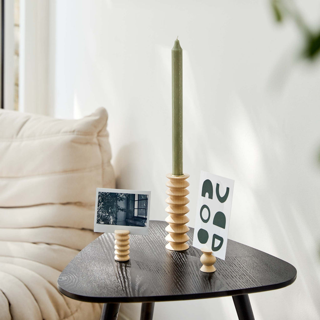 Totem Family | 10-Piece Picture & Postcard Stand Set | Turned Wood | 5mm Paper