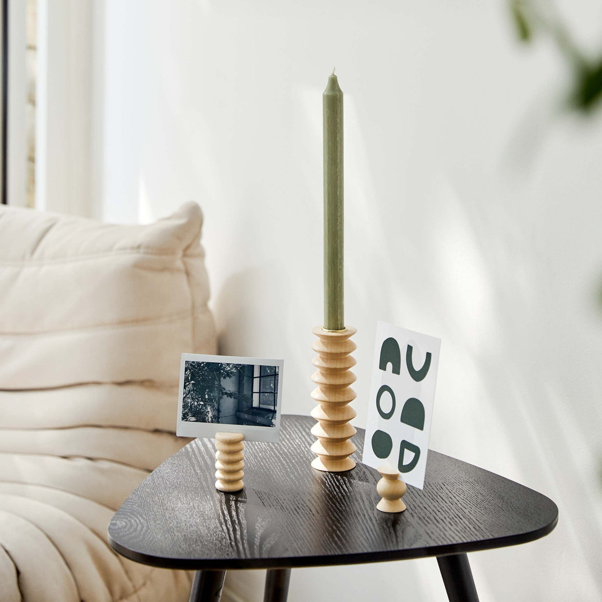 Totem Family | 10-Piece Picture & Postcard Stand Set | Turned Wood | 5mm Paper