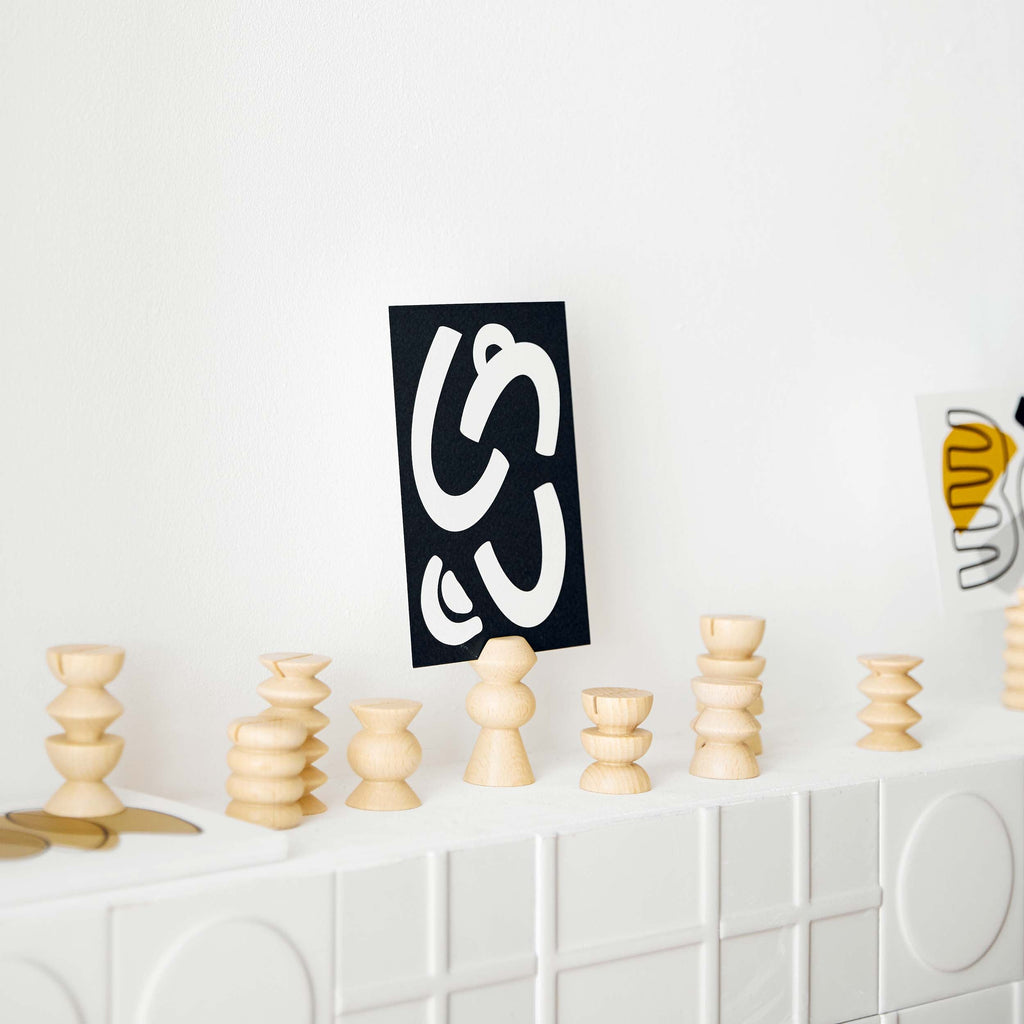 Totem Family | 10-Piece Picture & Postcard Stand Set | Turned Wood | 5mm Paper
