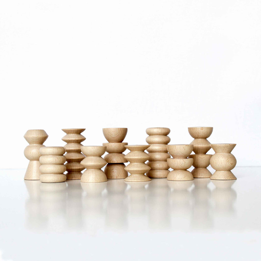 Totem Family | 10-Piece Picture & Postcard Stand Set | Turned Wood | 5mm Paper