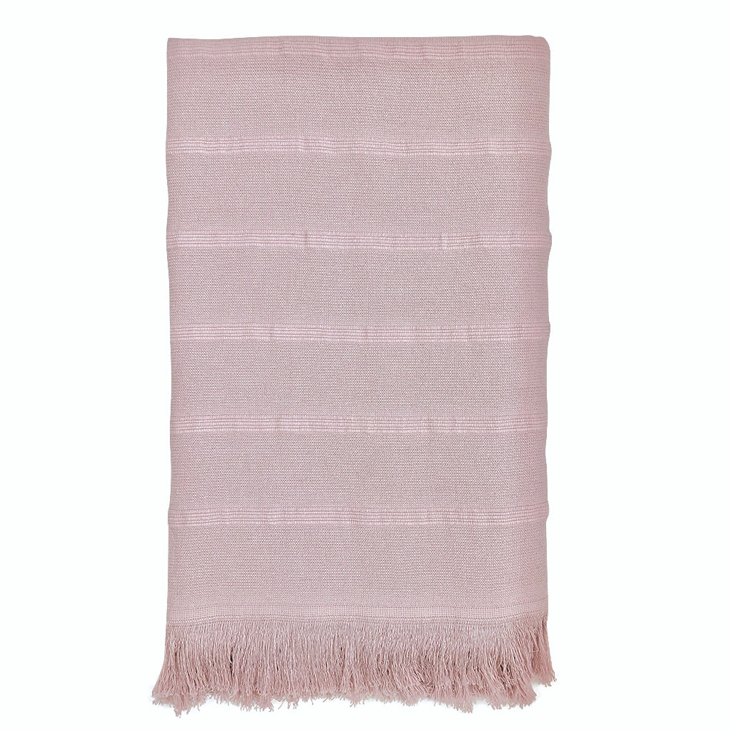 Aegean Turkish Towel | Blush Pink | Cotton Fouta with Fringe | KORISSA