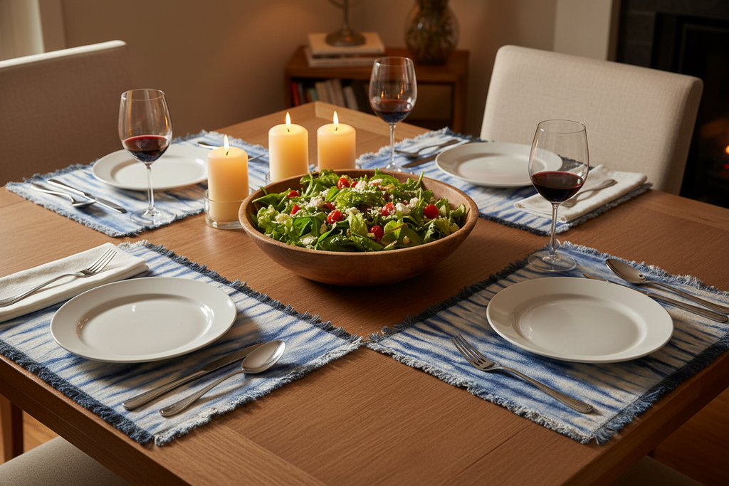 Shibori Tie-Dye Cotton Placemat | Indigo Blue | Set of 4 | KORISSA
