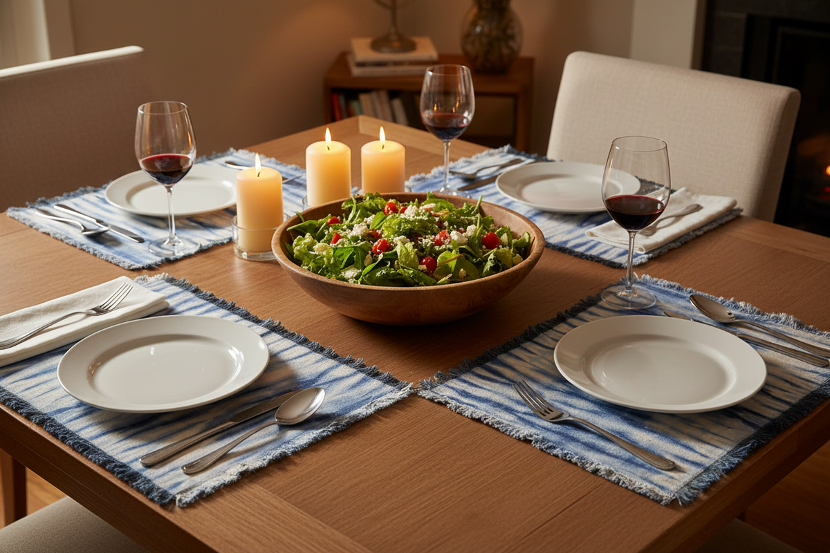 Shibori Tie-Dye Cotton Placemat | Indigo Blue | Set of 4 | KORISSA