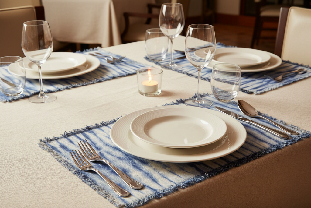 Shibori Tie-Dye Cotton Placemat | Indigo Blue | Set of 4 | KORISSA