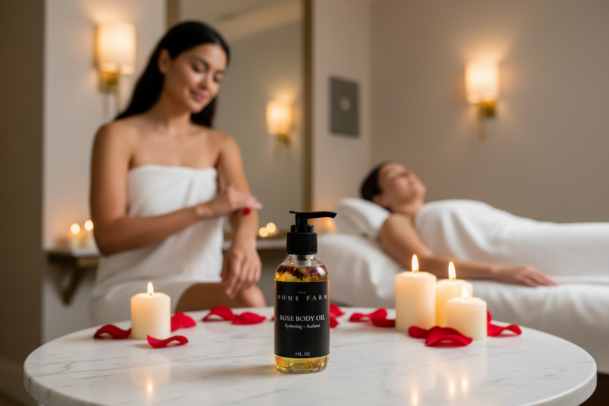 Rose Body Oil | Real Rose Petals | The Home Farm | 4 fl oz
