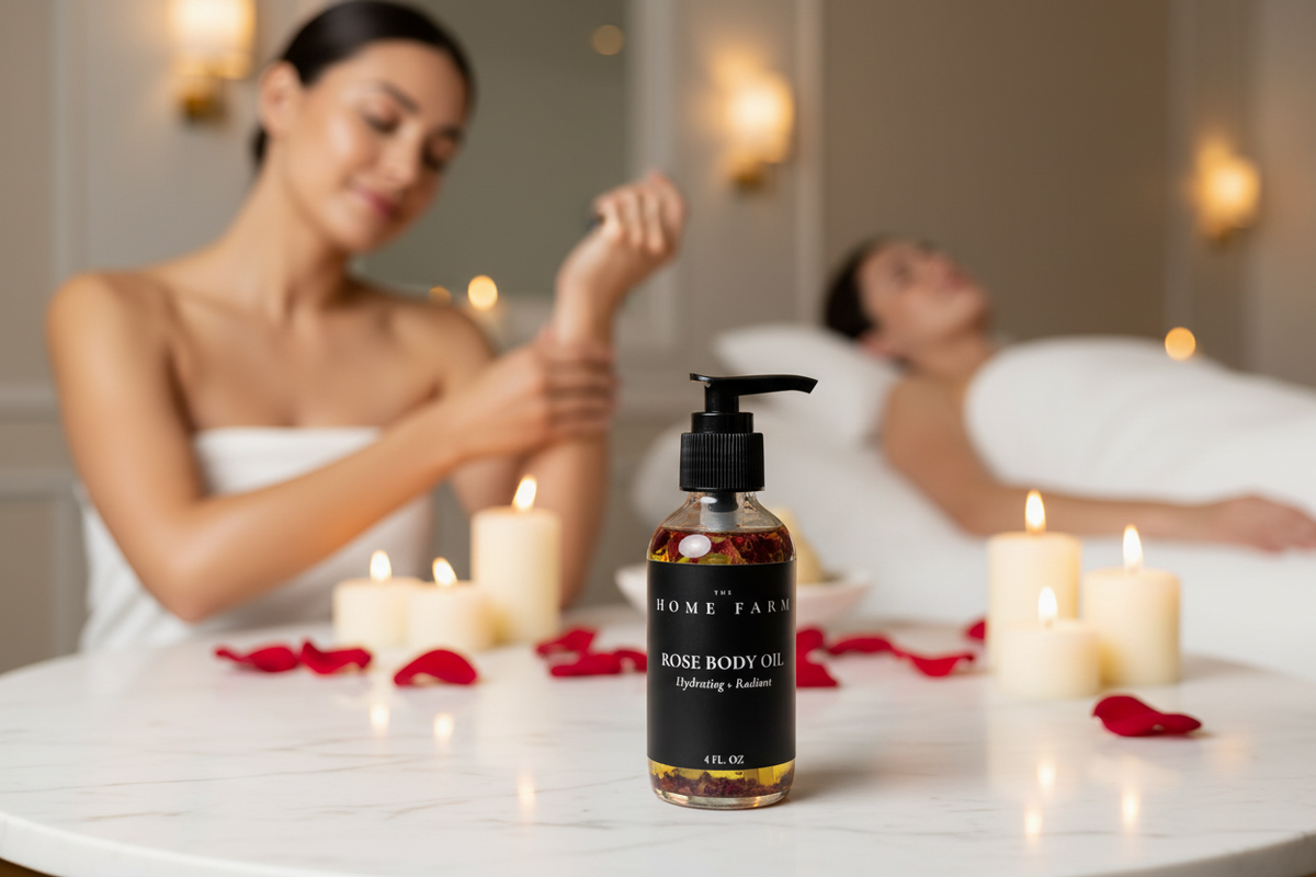 Rose Body Oil | Real Rose Petals | The Home Farm | 4 fl oz