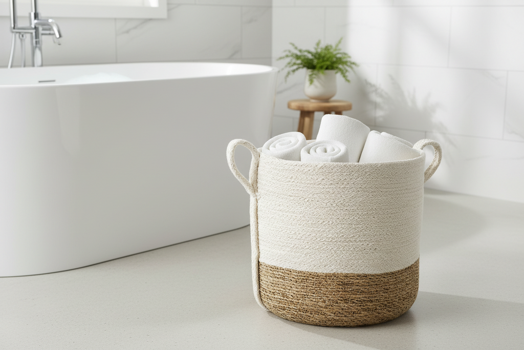 Savar Storage Basket with Side Handles | Jute & Seagrass | KORISSA
