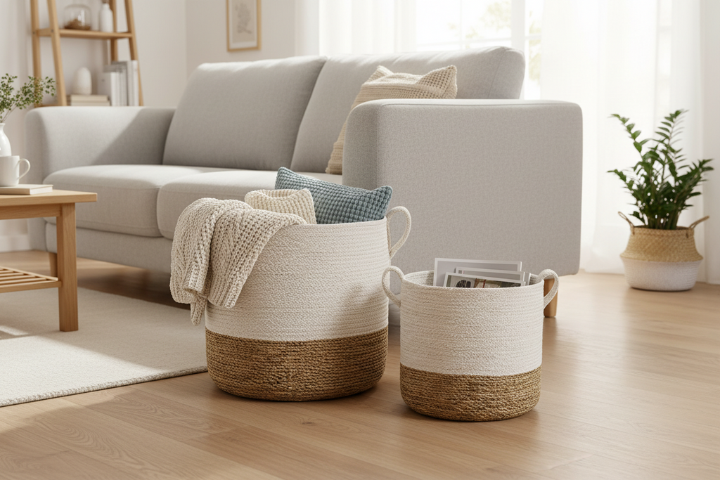 Savar Storage Basket with Side Handles | Jute & Seagrass | KORISSA