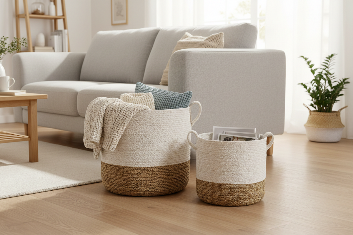 Savar Storage Basket with Side Handles | Jute & Seagrass | KORISSA