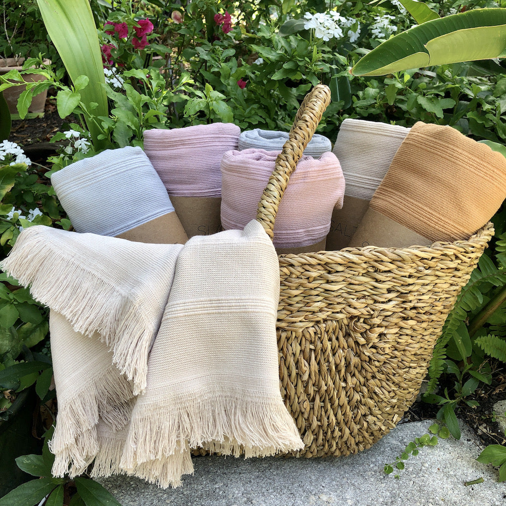 Aegean Turkish Towel | Blush Pink | Cotton Fouta with Fringe | KORISSA