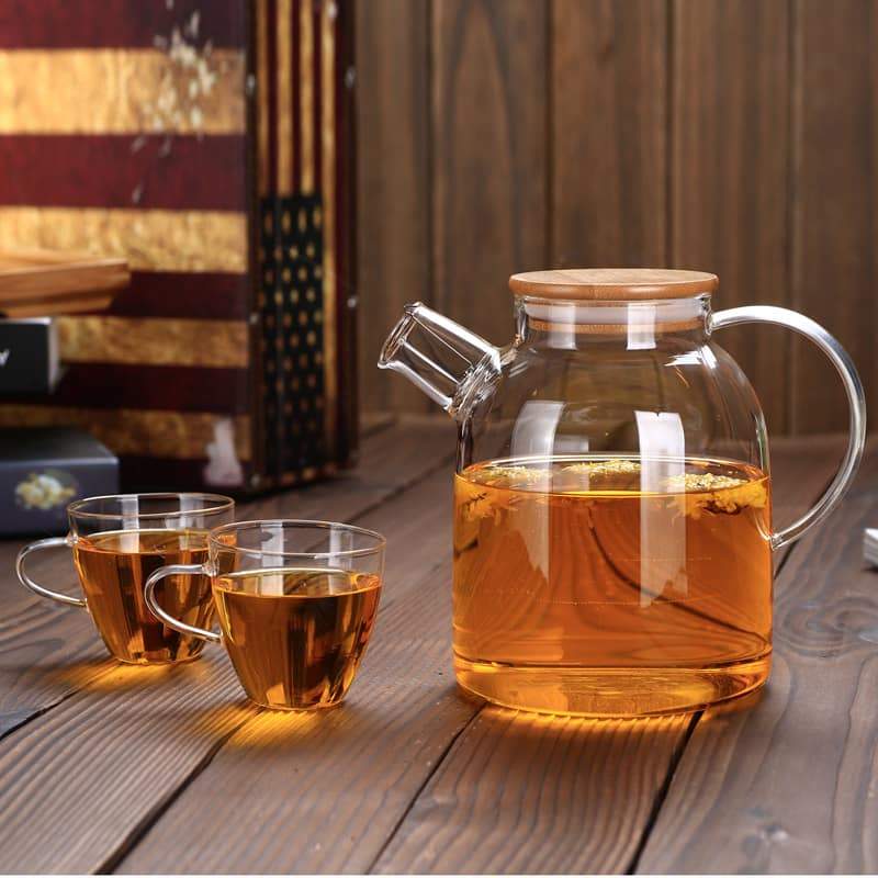 Borosilicate Glass Teapot | 54 oz | Bamboo Lid | Wilmax | Amber, Smoky Grey or Clear