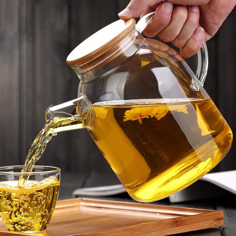 Borosilicate Glass Teapot | 54 oz | Bamboo Lid | Wilmax | Amber, Smoky Grey or Clear