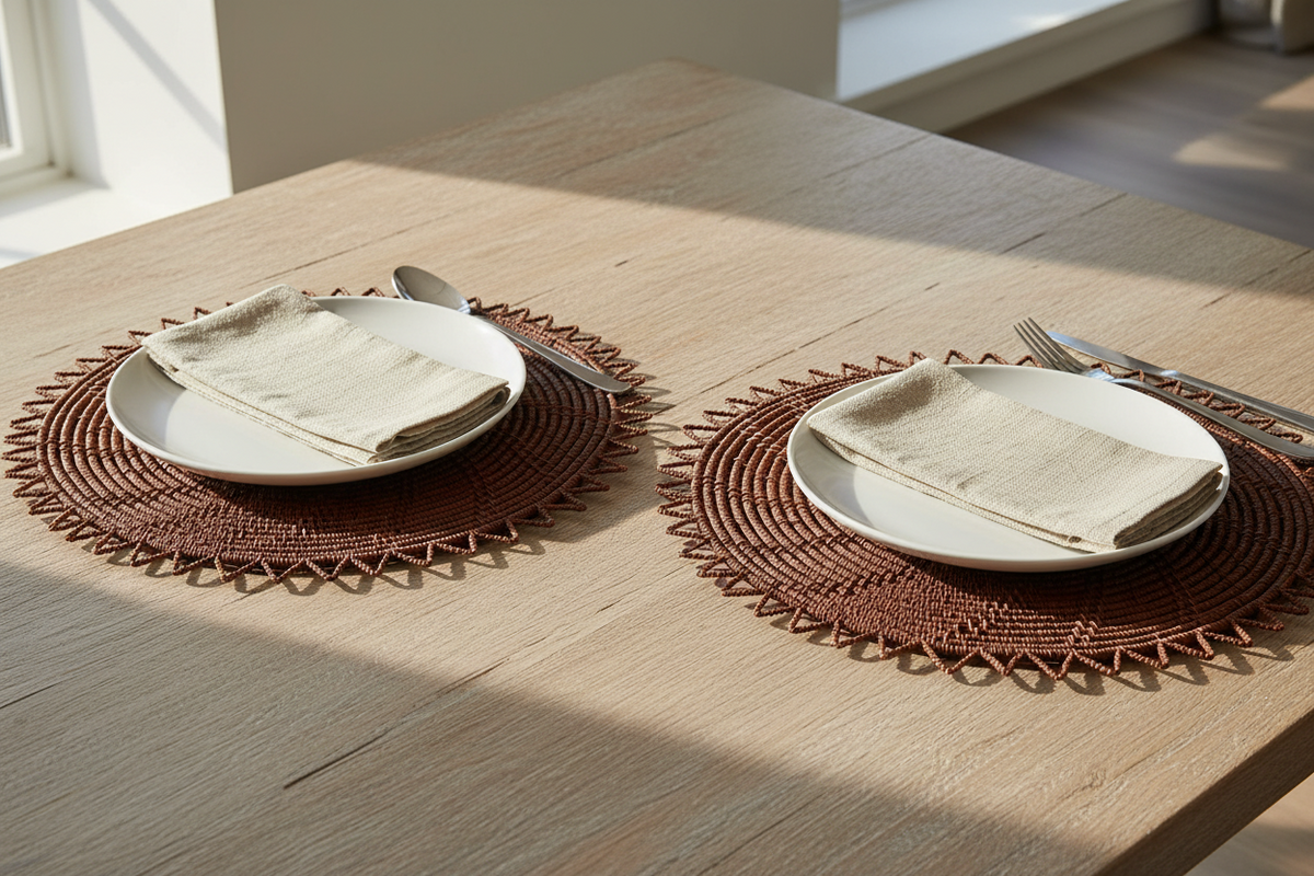 Surya Palm Fiber Placemat | Brown | Set of 2 | KORISSA
