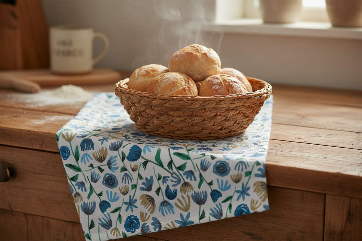 Blue Ink Floral Tea Towel | 18” × 30” | Cotton Twill | Lauren Ullrich Art