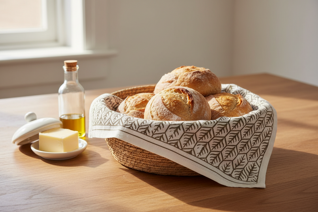 Hand Screen Printed Tea Towel | Geometric Leaf | KORISSA