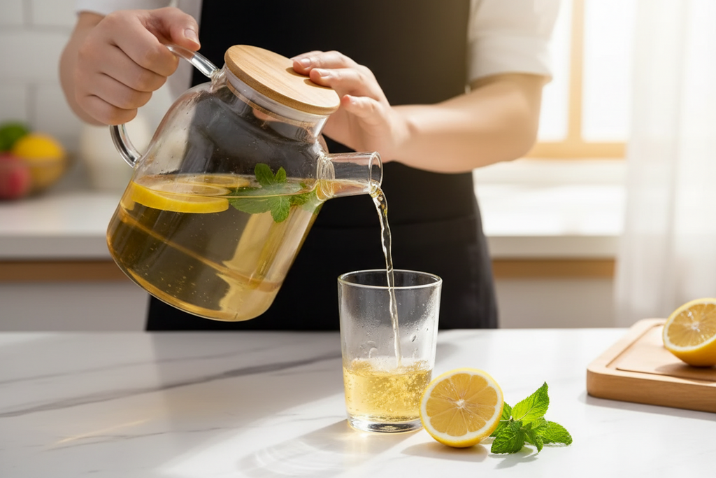 Borosilicate Glass Teapot | 54 oz | Bamboo Lid | Wilmax | Amber, Smoky Grey or Clear