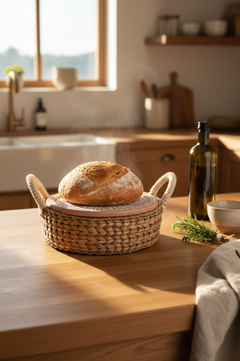Terracotta Bread Warmer & Seagrass Basket | Tree of Life | KORISSA